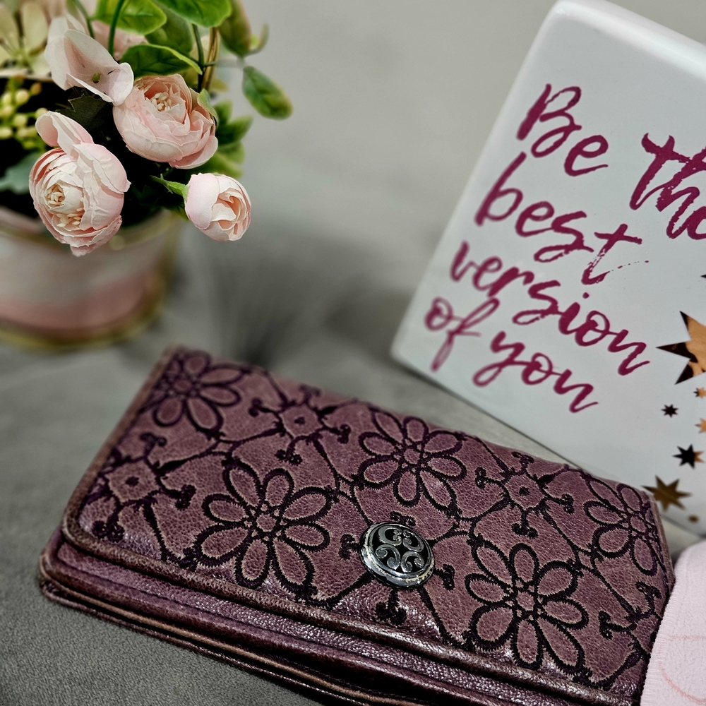 Brighton Metallic Purple Floral Wallet